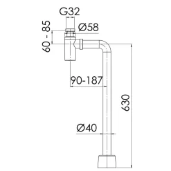 Design 90° G32xØ40 Krom