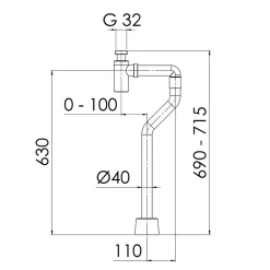 Design S-böj G32xØ40 Krom