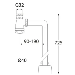 90° G32xØ40 Krom