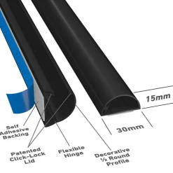 Kabelhanteringssats Svart 30x15 3x1.0m Självhäftande