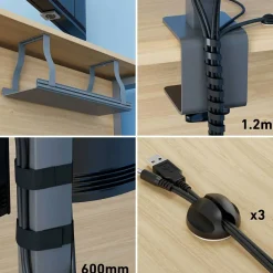 Kabelorganiseringssats Skrivbord Grå