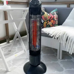 Pisa Terrassvärmare 450/900 W, Svart, IP55-klassad, Stående Design för Balkong & Uteplats