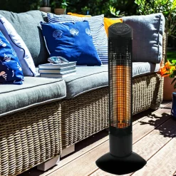 Pisa Terrassvärmare 450/900 W, Svart, IP55-klassad, Stående Design för Balkong & Uteplats