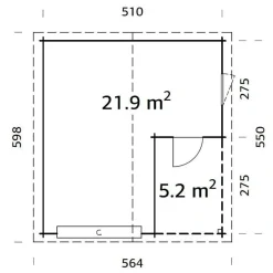 Roger 21,9 m2 med Takskjutport