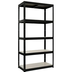 Stål Med 5 Trävåningar 1800×900×450 mm Svart