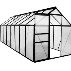 Svart Aluminiumstomme med Skjutdörr & Öppningsbara Polykarbonatfönster, 8,2 m²