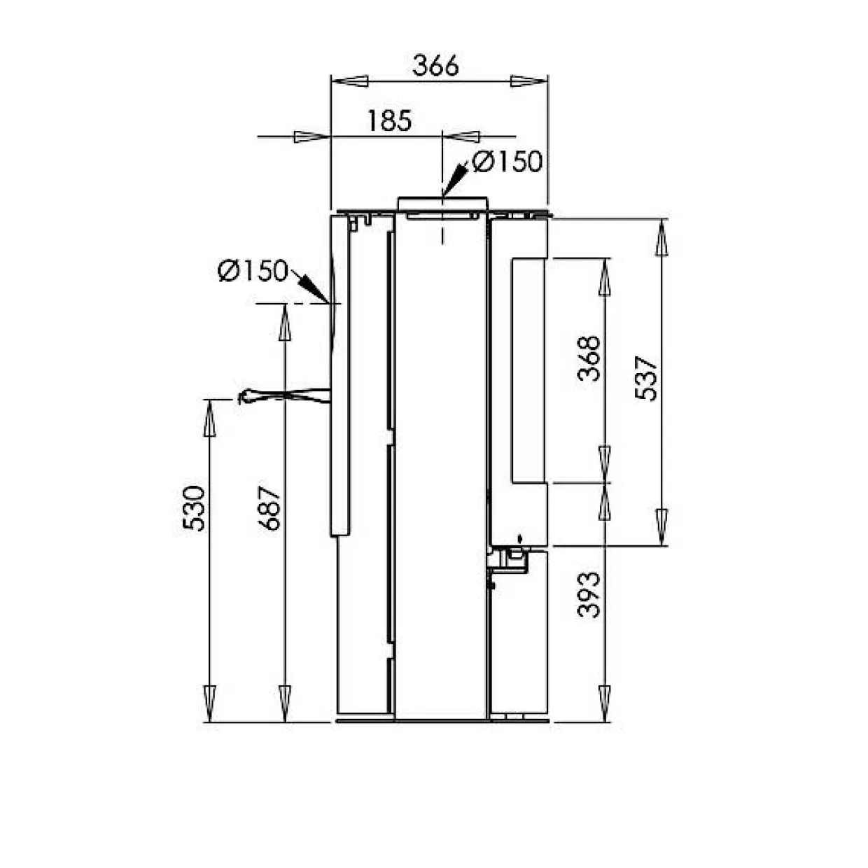 15 Svart Fristående 6,5kW