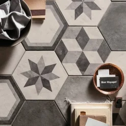 Terra Black Hexagon Mix 22x25 cm