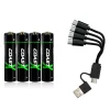 Uppladdningsbara AAA 1,5V 750 mAh 4-pack inkl Laddningskabel