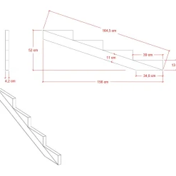 Vangstycke 4 steg - Stegdjup 39 cm