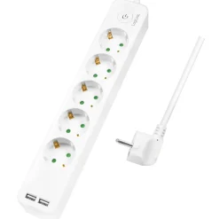 5-vägs + 2 st USB Med Brytare 1,5 m